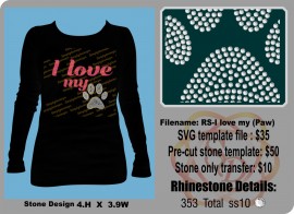 I Love my Paw (Stone Template or transfer)