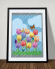 Tulips with butterflies PNG
